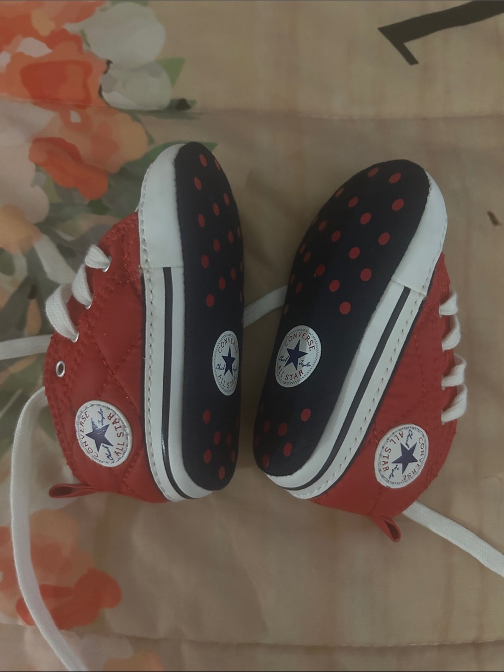 Converse Red Baby Walker Shoes with Navy Soles